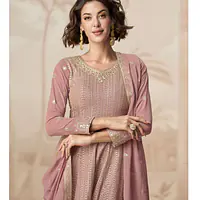 Rosybrown Colored Peplum Style Palazzo Dress - Salwar Suite - Master