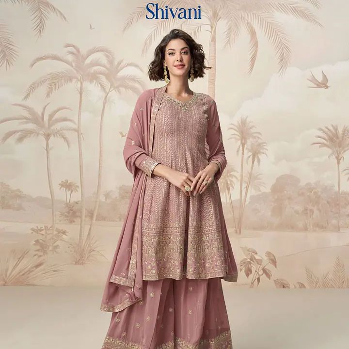 Rosybrown Colored Peplum Style Palazzo Dress - Salwar Suite - Master