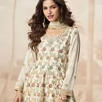 Sandle Colored Peplum Style Palazzo Dress - Salwar Suite - Master