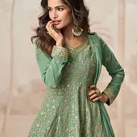 TealGrean Colored Peplum Style Palazzo Dress - Salwar Suite - Master