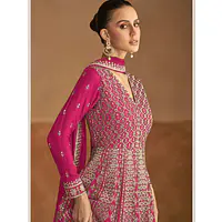 Turquoise Heavy Embroidered Festive Special Anarkali Gown Dress - Master