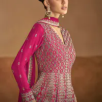 Turquoise Heavy Embroidered Festive Special Anarkali Gown Dress - Master