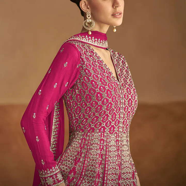 Turquoise Heavy Embroidered Festive Special Anarkali Gown Dress - Master