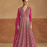 Turquoise Heavy Embroidered Festive Special Anarkali Gown Dress - Master