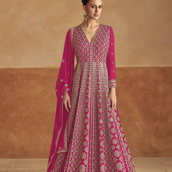 Turquoise Heavy Embroidered Festive Special Anarkali Gown Dress - Master