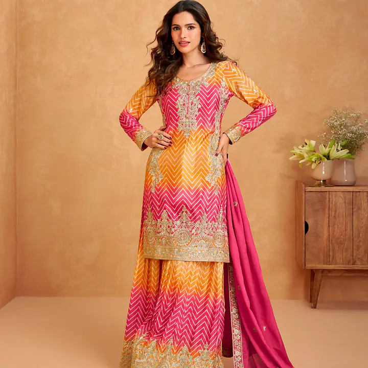 Semi-Stitched Heavily Embroidered Salwar Kameez - Master