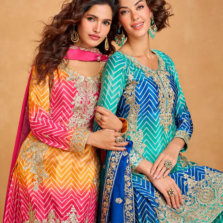 Semi-Stitched Heavily Embroidered Salwar Kameez - Master