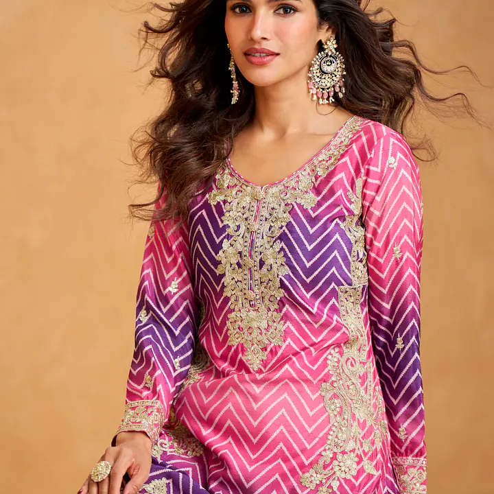 Semi-Stitched Heavily Embroidered Salwar Kameez - Master