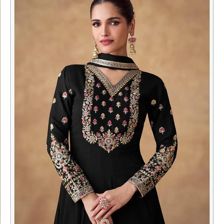 Swara Long Chinon Silk Gown With Dupatta - Master