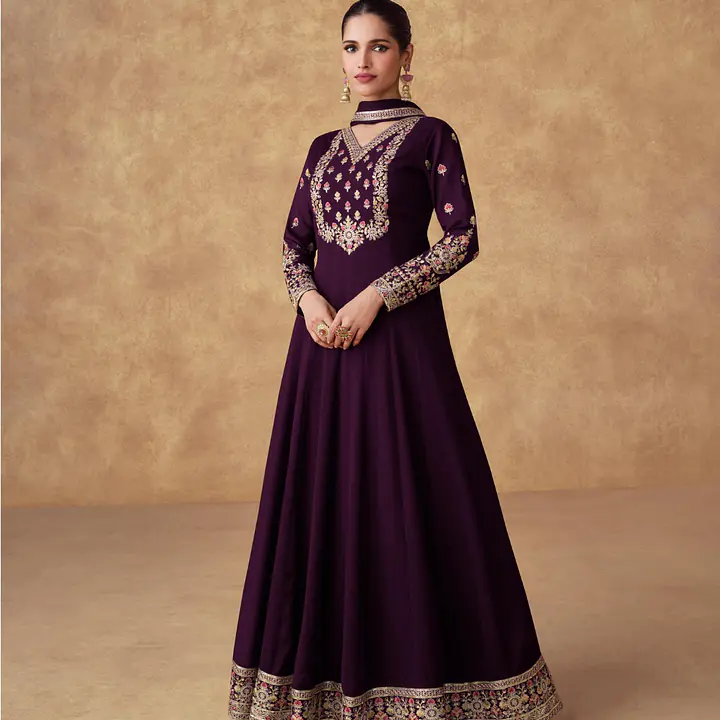 Swara Long Chinon Silk Gown With Dupatta - Master