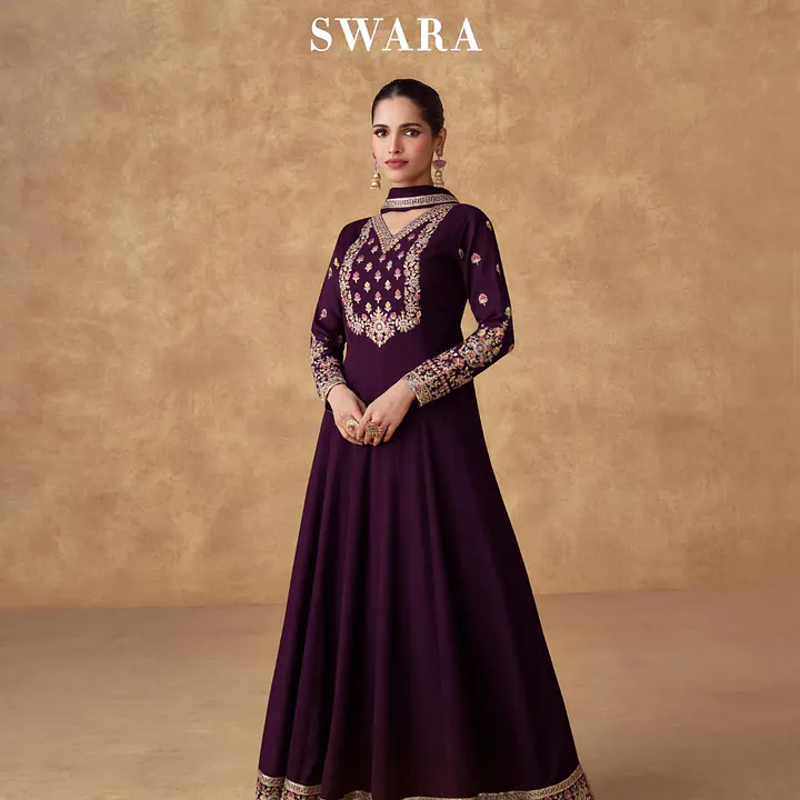 Swara Long Chinon Silk Gown With Dupatta - Master
