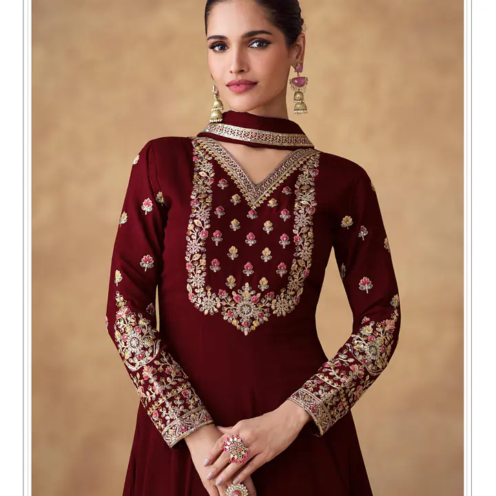 Swara Long Chinon Silk Gown With Dupatta - Master