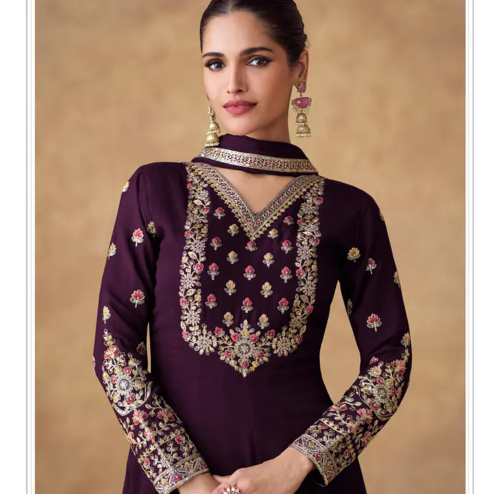 Swara Long Chinon Silk Gown With Dupatta - Master