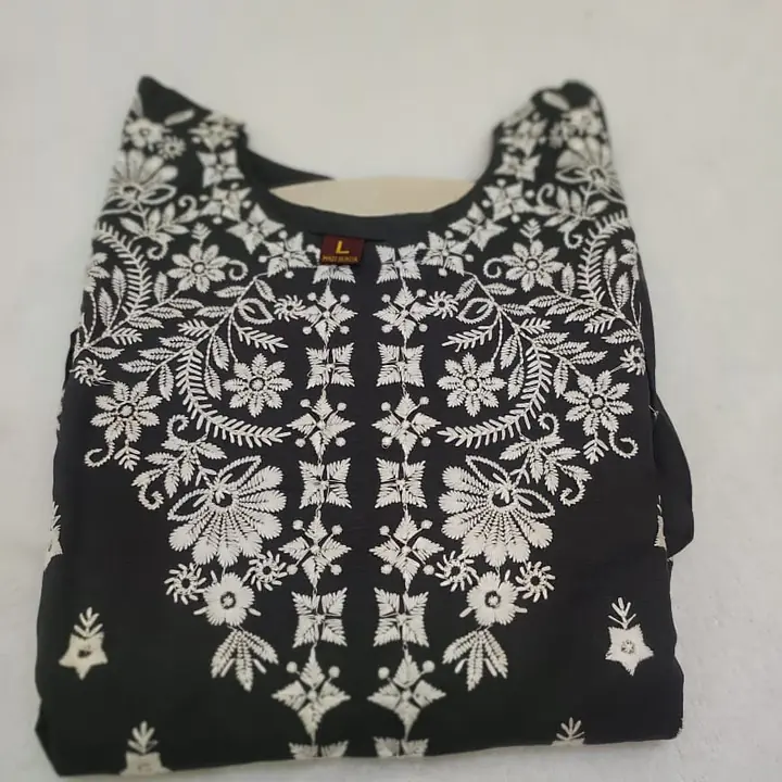 Floral Embroidered Chikankari Pure Cotton Straight Kurta - Master