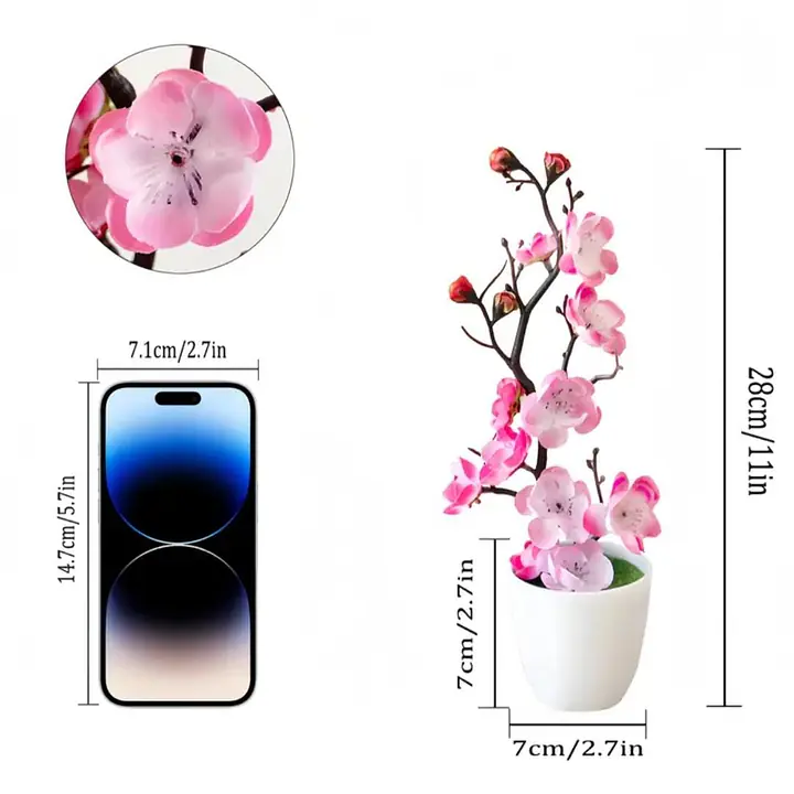 2pcs Elegant Artificial Plum Blossom Flower Pots - Master