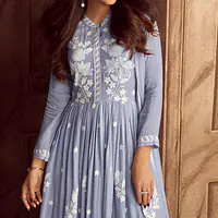 Floral Embroidered Lucknowi Chikankari Anarkali - Master