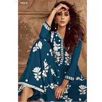 Floral Embroidered Lucknowi Chikankari Anarkali - Master