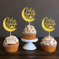 Eid Mubarak Cup Cake Topper With Cresent moon - Master