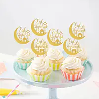 Eid Mubarak Cup Cake Topper With Cresent moon - Master