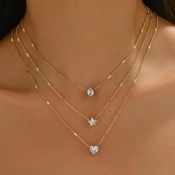 Elegant Multi-Layer Golden Necklace for Women with Star primary image