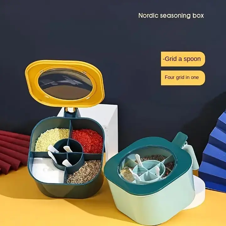 Large Capacity Seasoning Kitchen Box, with Lid and Spoon - Master