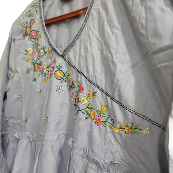 Embellished Grey Color Kurta with Calf Length secondary image