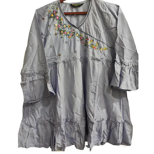 Embellished Grey Color Kurta with Calf Length primary image