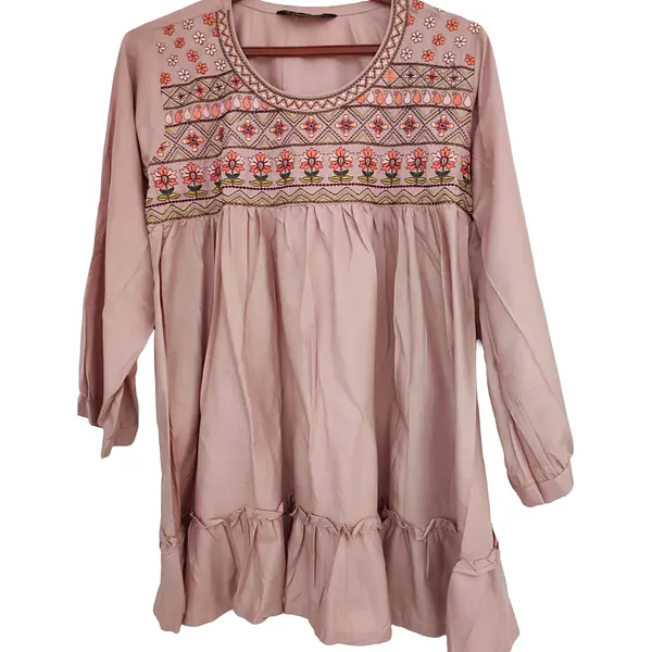Embroidered Brown Sleeve kurta secondary image