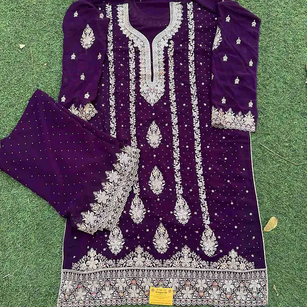 Royal Purple Salwar Kameez Semi-Stiched primary image
