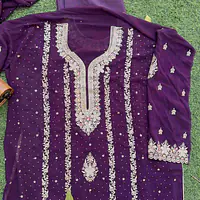 Royal Purple Salwar Kameez Semi-Stiched - Master