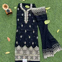 Elegant Black Salwar Kameez Semi Stiched - Master