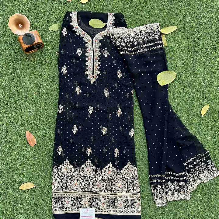 Elegant Black Salwar Kameez Semi Stiched - Master
