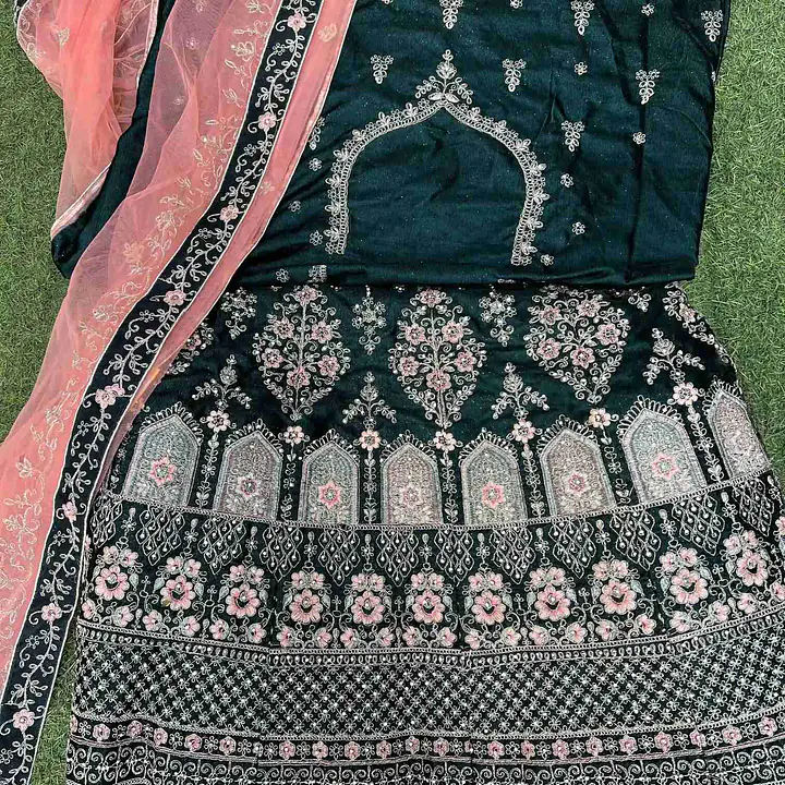 Gorgeous green Lehenga Set Semi Stitched - Master