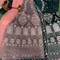 Gorgeous green Lehenga Set Semi Stitched - Master