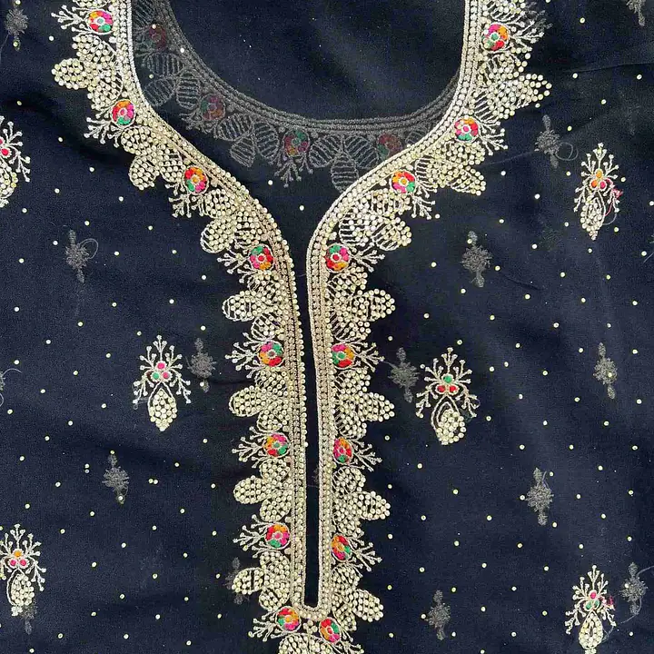 Elegant Black Salwar Kameez Semi Stiched - Master